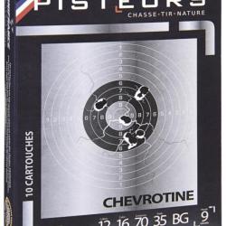 Chevrotine PISTEURS Calibre 12/70 (9 Grains) Bourre grasse 35 grammes (Boite de 10 cartouches)