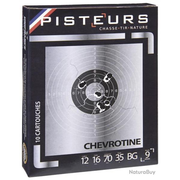 Chevrotine PISTEURS Calibre 12/70 (9 Grains) Bourre grasse 35 grammes (Boite de 10 cartouches)