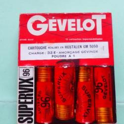 REF 30 - BOÎTE DE CARTOUCHES DE CHASSE ANCIENNE - GEVELOT SUPERVIX 96 -  CAL 12 - Plomb n° 4