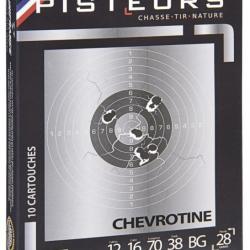 Chevrotine PISTEURS Calibre 12/70 (28 Grains) Bourre grasse 38 grammes (Boite de 10 cartouches)