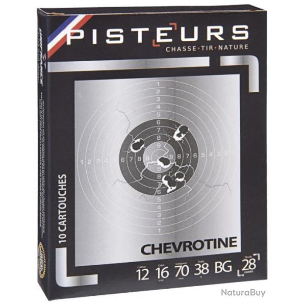 Chevrotine PISTEURS Calibre 12/70 (28 Grains) Bourre grasse 38 grammes (Boite de 10 cartouches)