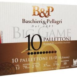 Chevrotine B&P Calibre 12/70 (10 Grains cuivrés) Bourre jupe 37 grammes (Boite de 10 cartouches)