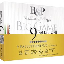 Chevrotine B&P Calibre 20/67 (9 Grains) Bourre grasse 22,5 grammes (Boite de 10 cartouches)