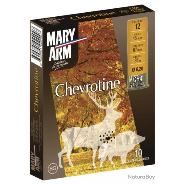 Chevrotine MARY Calibre 12/67 (21 Grains) Bourre grasse 28 grammes (Boite de 10 cartouches)