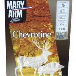 Chevrotine MARY Calibre 16/67 (9 Grains) Bourre grasse 24 grammes (Boite de 10 cartouches)