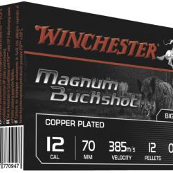 Chevrotine WINCHESTER Calibre 12/70 (12 Grains) Bourre grasse 45 grammes (Boite de 5 cartouches)