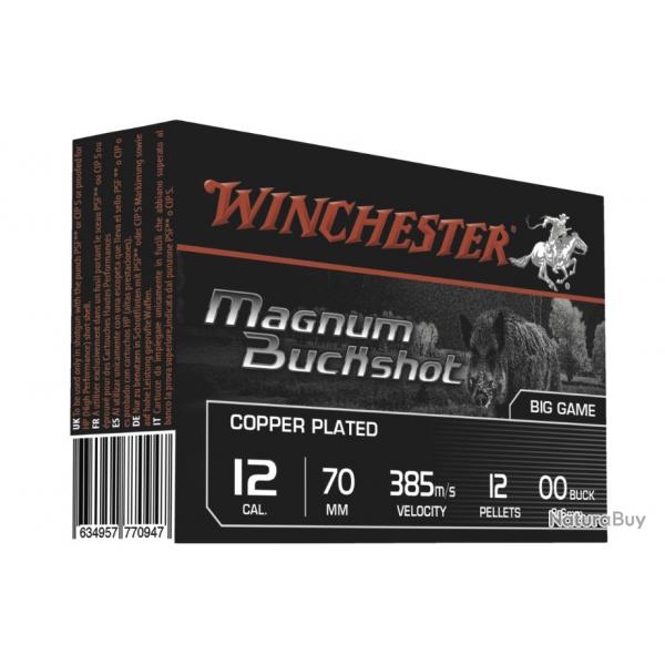 Chevrotine WINCHESTER Calibre 12/70 (12 Grains) Bourre grasse 45 grammes (Boite de 5 cartouches)