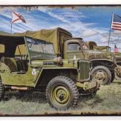 PLAQUE METAL JEEP ET GMC/CAMP D DAY WW2