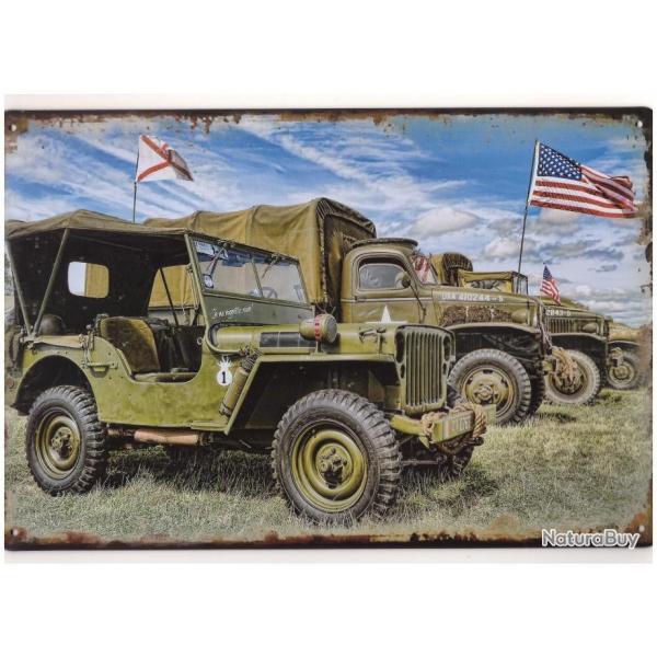 PLAQUE METAL JEEP ET GMC/CAMP D DAY WW2