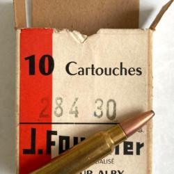 Collector boite 10 cartouches neuves J.F. FOURNIER  cal. 284-30 Winchester, chargées J. F. FOURNIER