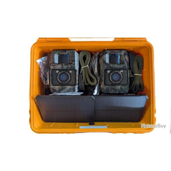 KIT 2 x piges photo Flash nocturne INVISIBLE ! Panneaux SOLAIRES inclus et valise de transport