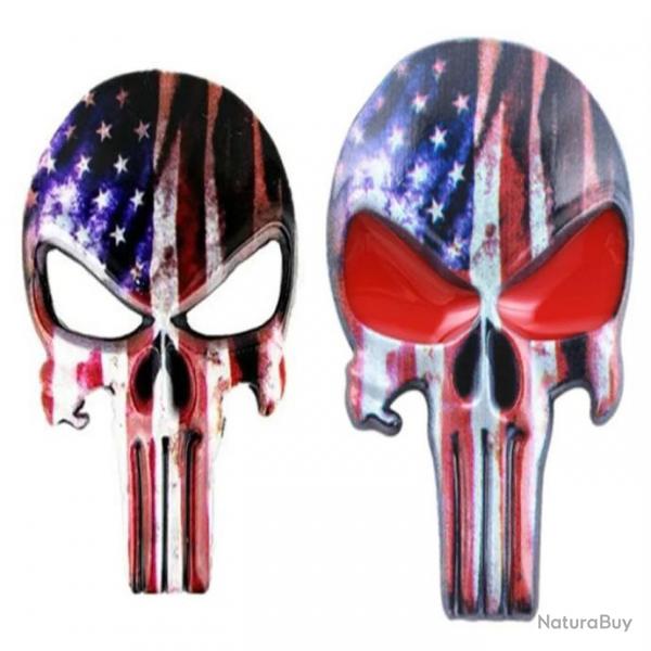 Sticker badge Punisher mtal 3D - USA et USA rouge