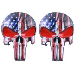 Sticker badge Punisher métal 3D - USA rouge x2