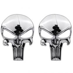 Sticker badge Punisher métal 3D - Argent x2