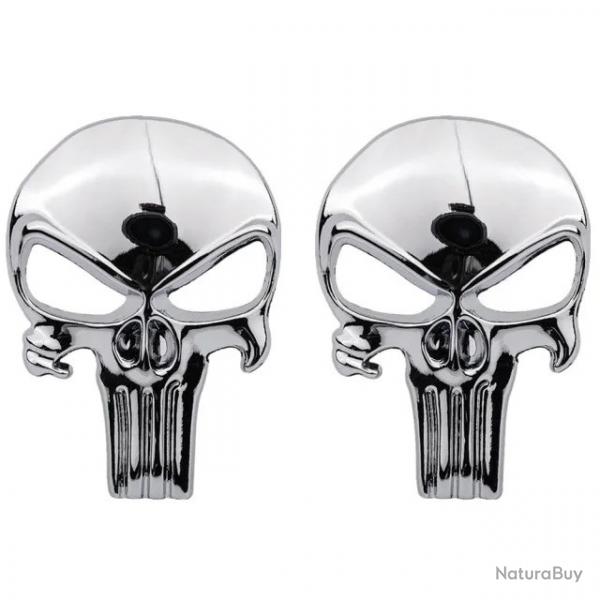 Sticker badge Punisher mtal 3D - Argent x2