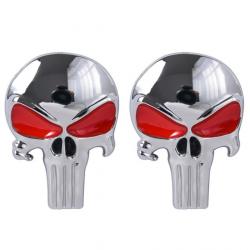 Sticker badge Punisher métal 3D - Argent rouge x2