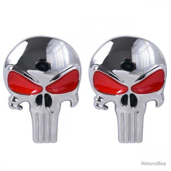 Sticker badge Punisher mtal 3D - Argent rouge x2