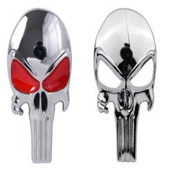 Sticker badge Punisher métal 3D - Argent rouge et Argent