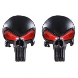 Sticker badge Punisher métal 3D - Noir rouge x2