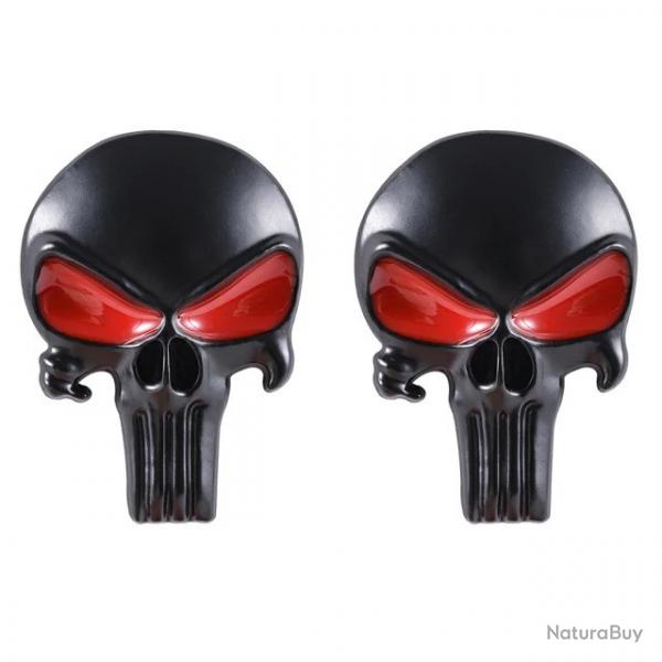 Sticker badge Punisher mtal 3D - Noir rouge x2