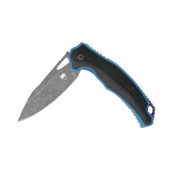 Couteau Cobratec Knives Axle Manche Blue/G10 Lame Acier D2 Linerlock Clip CBTAXLBLGF