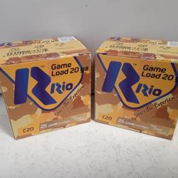 10830B  LOT DE 50 CARTOUCHES RIO GAME LOAD CAL2028G PLOMBS 7,5 NEUF