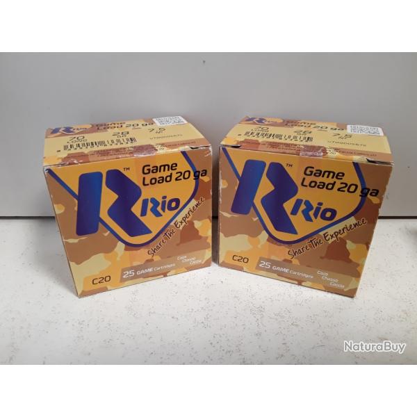 10830B  LOT DE 50 CARTOUCHES RIO GAME LOAD CAL2028G PLOMBS 7,5 NEUF