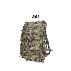 Housse de Sac à Dos Tactique en Maille Respirante Motif Camouflage :Camo 80L