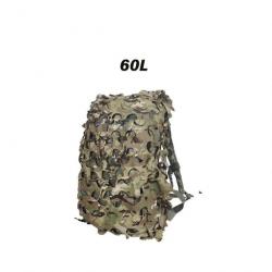 Housse de Sac à Dos Tactique en Maille Respirante Motif Camouflage :Camo 60L