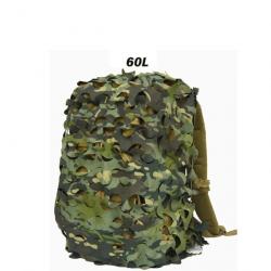 Housse de Sac à Dos Tactique en Maille Respirante Motif Camouflage JNG 60L