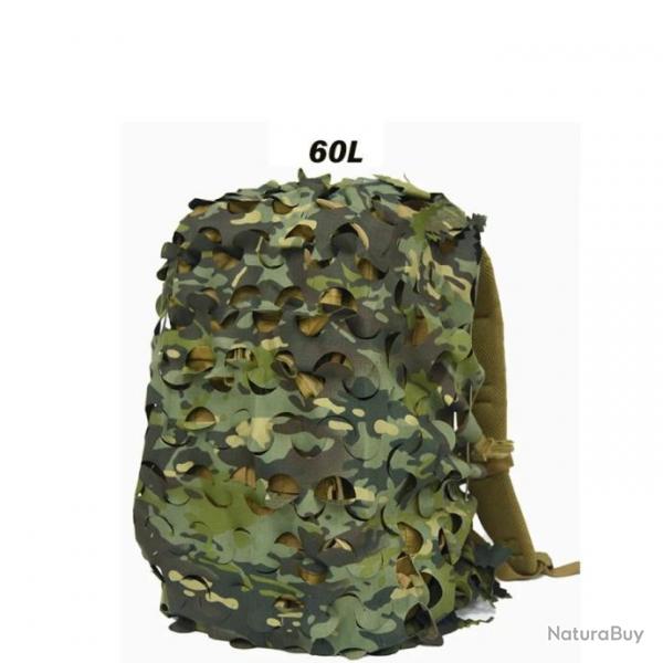 Housse de Sac  Dos Tactique en Maille Respirante Motif Camouflage JNG 60L