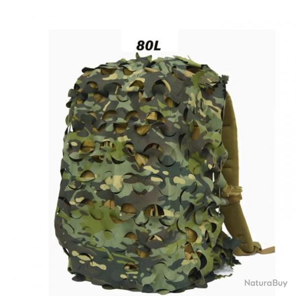 Housse de Sac  Dos Tactique en Maille Respirante Motif Camouflage JNG 80L