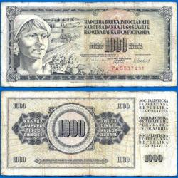 Yougoslavie 1000 Dinars 1981 Billet Dinara Culture Moissonneuse