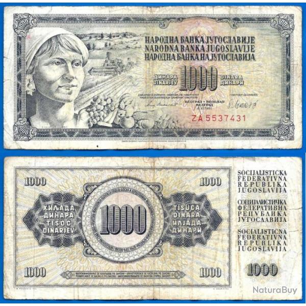 Yougoslavie 1000 Dinars 1981 Billet Dinara Culture Moissonneuse