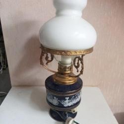 lampe ancienne porcelaine opaline et broner doré hauteur 36 cm