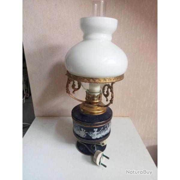 lampe ancienne porcelaine opaline et broner dor hauteur 36 cm