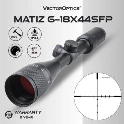 Lunette de visée VECTOR OPTICS Matiz 6-18x44AO SFP 1" - Spéciale Chasse.