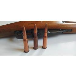 Lot de 3 munitions neutralisées de manipulation pour Mosin Nagant 7.62x54r