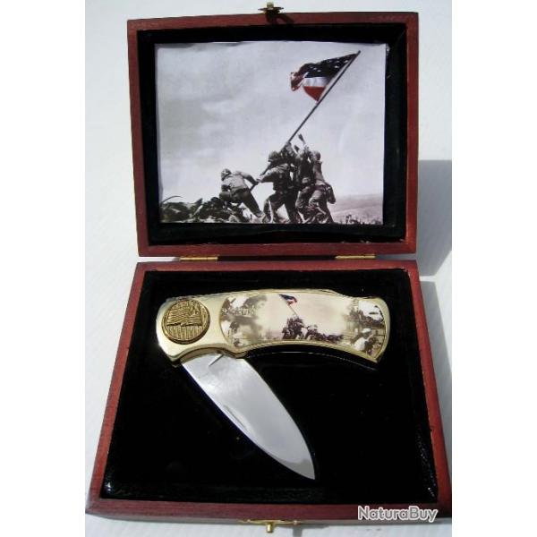 COUTEAU DE COLLECTION MOTIF USA  IWO JIMA - Rf.2020LIB