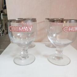 verre cristal bière Chimay dorure argent blanc transparent vintage bistrot 45 cl lot de 4 verres éma
