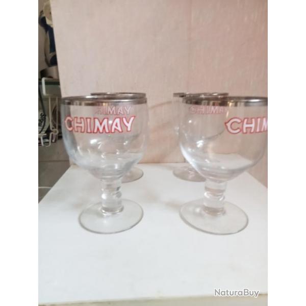 verre cristal bire Chimay dorure argent blanc transparent vintage bistrot 45 cl lot de 4 verres ma