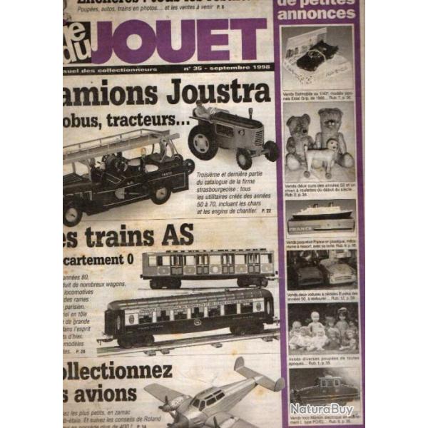 la vie du jouet 35 de 1998 , camions joustra, 400 mini avions, auto dux, trains gamme as,