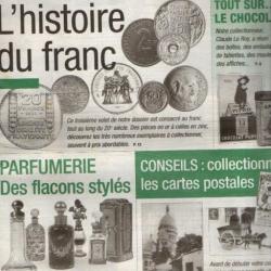 la vie du collectionneur 427 histoire du franc, tout sur le chocolat, débuter en cartes postales,