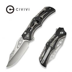 Couteau CIVIVI Biophase Gray Manche G10/Alu Lame Acier Nitro-V Satin IKBS Button Lock CIVC23083C3