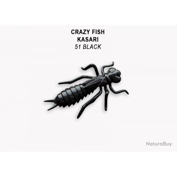 LEURRE SOUPLE INSECTE FLOTTANT CRAZY FISH KASARI 1,6" unit #51 BLACK