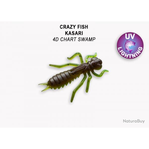 LEURRE SOUPLE INSECTE FLOTTANT CRAZY FISH KASARI 1,6" unit #4D CHART SWAMP