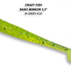 LEURRE SOUPLE Shad CRAZY FISH NANO MINNOW 2,2" unité #54 GREEN ACID