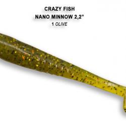 LEURRE SOUPLE Shad CRAZY FISH NANO MINNOW 2,2" unité #1 OLIVE