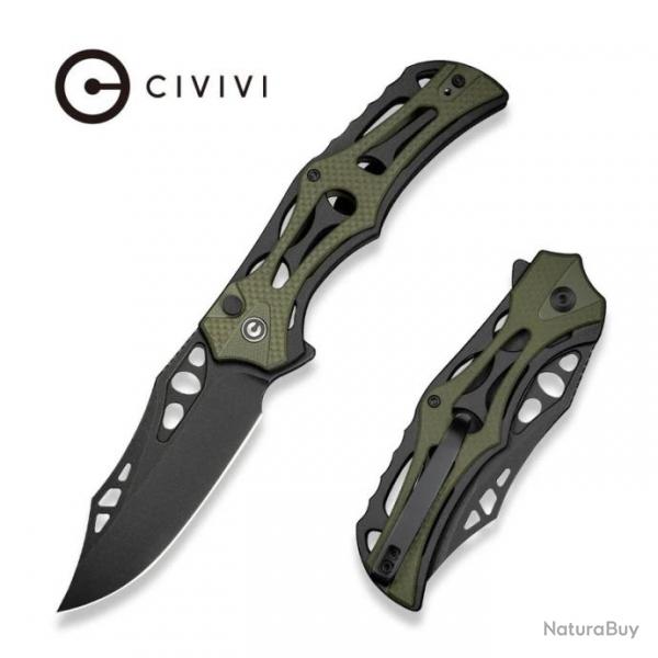 Couteau CIVIVI Biophase OD Green Manche G10/Alu Lame Acier Nitro-V BLK IKBS Button Lock CIVC23083C2