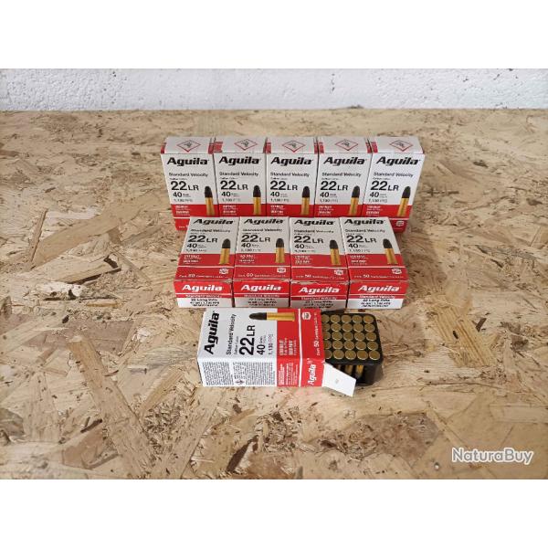 Lot de 10 botes de 50 cartouches Aguila Standard Velocity 22 LR 40grains